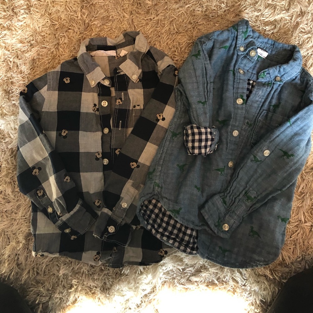 TWO baby GAP boys button down shirts